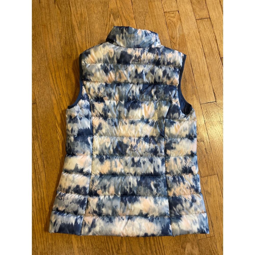 Eddie Bauer Down Waterfawl Feather Blend Blue Tie Dye Puffer Vest Full Zip EB650 - Picture 9 of 10